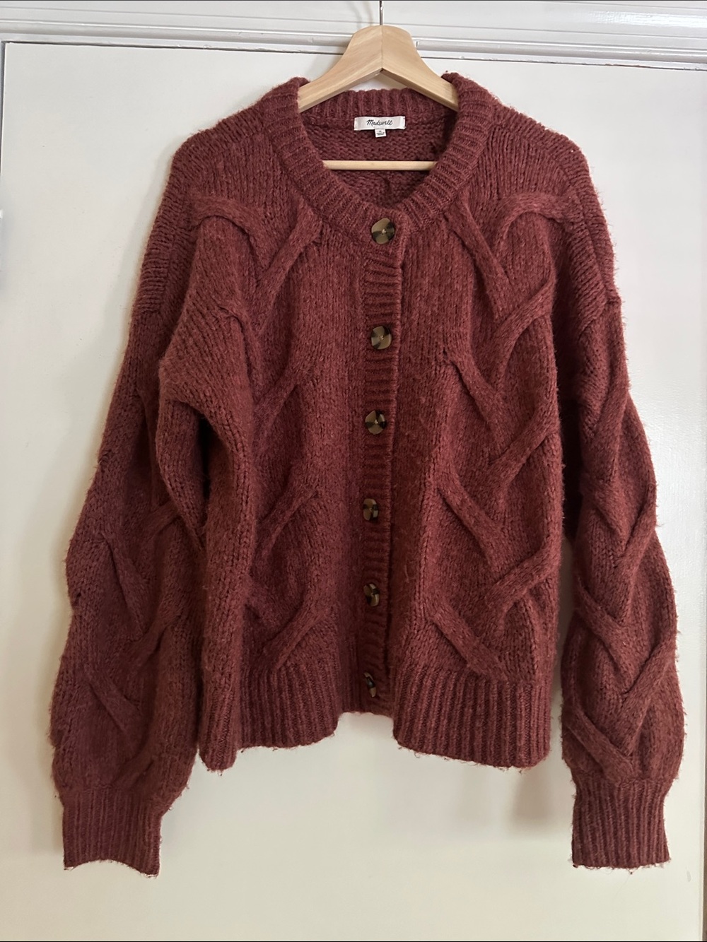 Madewell Cable Knit Button-Front Cardigan